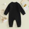 imageKuriozud Newborn Infant Unisex Baby Boy Girl Clothes Button Romper Jumpsuit Basic One Piece OutfitsWaffle Long Sleeve Black