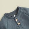 imageKuriozud Newborn Infant Unisex Baby Boy Girl Clothes Button Romper Jumpsuit Basic One Piece OutfitsWaffle Long Sleeve Bluegray