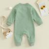 imageKuriozud Newborn Infant Unisex Baby Boy Girl Clothes Button Romper Jumpsuit Basic One Piece OutfitsWaffle Long Sleeve Green
