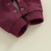 imageKuriozud Newborn Infant Unisex Baby Boy Girl Clothes Button Romper Jumpsuit Basic One Piece OutfitsWaffle Long Sleeve Wine Red