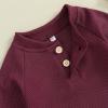imageKuriozud Newborn Infant Unisex Baby Boy Girl Clothes Button Romper Jumpsuit Basic One Piece OutfitsWaffle Long Sleeve Wine Red
