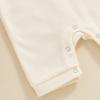 imageKuriozud Newborn Infant Unisex Baby Boy Girl Clothes Button Romper Jumpsuit Basic One Piece OutfitsWaffle Short Sleeve Apricot
