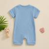 imageKuriozud Newborn Infant Unisex Baby Boy Girl Clothes Button Romper Jumpsuit Basic One Piece OutfitsWaffle Short Sleeve Blue