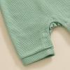 imageKuriozud Newborn Infant Unisex Baby Boy Girl Clothes Button Romper Jumpsuit Basic One Piece OutfitsWaffle Short Sleeve Green