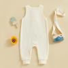 imageKuriozud Newborn Infant Unisex Baby Boy Girl Clothes Button Romper Jumpsuit Basic One Piece OutfitsWaffle Sleeveless Apricot