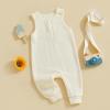 imageKuriozud Newborn Infant Unisex Baby Boy Girl Clothes Button Romper Jumpsuit Basic One Piece OutfitsWaffle Sleeveless Apricot
