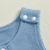 imageKuriozud Newborn Infant Unisex Baby Boy Girl Clothes Button Romper Jumpsuit Basic One Piece OutfitsWaffle Sleeveless Blue