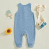 imageKuriozud Newborn Infant Unisex Baby Boy Girl Clothes Button Romper Jumpsuit Basic One Piece OutfitsWaffle Sleeveless Blue