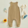 imageKuriozud Newborn Infant Unisex Baby Boy Girl Clothes Button Romper Jumpsuit Basic One Piece OutfitsWaffle Sleeveless Khaki