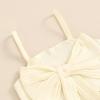 imageKuriozud Summer Clothes for Toddler Baby Girl Cute Bow Sleeveless Tank Top and Shorts Set Ribbed 2 Piece OutfitRibbed Apricot