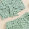 imageKuriozud Summer Clothes for Toddler Baby Girl Cute Bow Sleeveless Tank Top and Shorts Set Ribbed 2 Piece OutfitRibbed Green