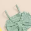 imageKuriozud Summer Clothes for Toddler Baby Girl Cute Bow Sleeveless Tank Top and Shorts Set Ribbed 2 Piece OutfitRibbed Green