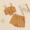 imageKuriozud Summer Clothes for Toddler Baby Girl Cute Bow Sleeveless Tank Top and Shorts Set Ribbed 2 Piece OutfitRibbed Mustard Yellow