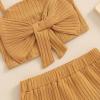 imageKuriozud Summer Clothes for Toddler Baby Girl Cute Bow Sleeveless Tank Top and Shorts Set Ribbed 2 Piece OutfitRibbed Mustard Yellow
