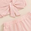 imageKuriozud Summer Clothes for Toddler Baby Girl Cute Bow Sleeveless Tank Top and Shorts Set Ribbed 2 Piece OutfitRibbed Pink