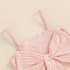 imageKuriozud Summer Clothes for Toddler Baby Girl Cute Bow Sleeveless Tank Top and Shorts Set Ribbed 2 Piece OutfitRibbed Pink