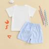 imageKuriozud Toddler Baby Boy 4th Of July Outfit Truck American Flag Tshirt Top Red White Bule Shorts Set Fourth Of July ClothesAll American Boy Blue