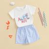 imageKuriozud Toddler Baby Boy 4th Of July Outfit Truck American Flag Tshirt Top Red White Bule Shorts Set Fourth Of July ClothesAll American Boy Blue