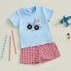 imageKuriozud Toddler Baby Boy 4th Of July Outfit Truck American Flag Tshirt Top Red White Bule Shorts Set Fourth Of July ClothesAmerican Flag Truck Blue