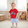 imageKuriozud Toddler Baby Boy 4th Of July Outfit Truck American Flag Tshirt Top Red White Bule Shorts Set Fourth Of July ClothesTruck American Flag Red