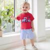 imageKuriozud Toddler Baby Boy 4th Of July Outfit Truck American Flag Tshirt Top Red White Bule Shorts Set Fourth Of July ClothesTruck American Flag Red