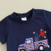 imageKuriozud Toddler Baby Boy 4th Of July Outfit Truck American Flag Tshirt Top Red White Bule Shorts Set Fourth Of July ClothesTruck Star Navy Blue