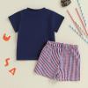 imageKuriozud Toddler Baby Boy 4th Of July Outfit Truck American Flag Tshirt Top Red White Bule Shorts Set Fourth Of July ClothesTruck Star Navy Blue