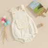 imageKuriozud Unisex Baby Boy Girl Clothes Sleeveless Romper Bodysuit Crossback Strap Jumpsuit Overall Shorts One Piece OutfitPocket Beige