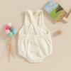 imageKuriozud Unisex Baby Boy Girl Clothes Sleeveless Romper Bodysuit Crossback Strap Jumpsuit Overall Shorts One Piece OutfitPocket Beige