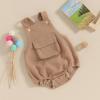 imageKuriozud Unisex Baby Boy Girl Clothes Sleeveless Romper Bodysuit Crossback Strap Jumpsuit Overall Shorts One Piece OutfitPocket Khaki