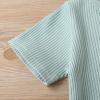 imageKuriozud Unisex Toddler Baby Boy Girl Clothes Ribbed Knit TShirt Top Pants Solid Color 2 Piece Outfits LoungewearKids Shorts Set Light Green