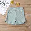 imageKuriozud Unisex Toddler Baby Boy Girl Clothes Ribbed Knit TShirt Top Pants Solid Color 2 Piece Outfits LoungewearKids Shorts Set Light Green
