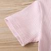 imageKuriozud Unisex Toddler Baby Boy Girl Clothes Ribbed Knit TShirt Top Pants Solid Color 2 Piece Outfits LoungewearKids Shorts Set Pink