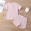 imageKuriozud Unisex Toddler Baby Boy Girl Clothes Ribbed Knit TShirt Top Pants Solid Color 2 Piece Outfits LoungewearKids Shorts Set Pink