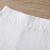 imageKuriozud Unisex Toddler Baby Boy Girl Clothes Ribbed Knit TShirt Top Pants Solid Color 2 Piece Outfits LoungewearKids Shorts Set White