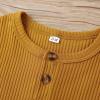 imageKuriozud Unisex Toddler Baby Boy Girl Clothes Ribbed Knit TShirt Top Pants Solid Color 2 Piece Outfits LoungewearKids Shorts Set Yellow
