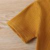 imageKuriozud Unisex Toddler Baby Boy Girl Clothes Ribbed Knit TShirt Top Pants Solid Color 2 Piece Outfits LoungewearKids Shorts Set Yellow