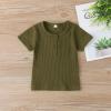 imageKuriozud Unisex Toddler Baby Boy Girl Clothes Ribbed Knit TShirt Top Pants Solid Color 2 Piece Outfits LoungewearShorts Set Army Green