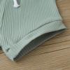 imageKuriozud Unisex Toddler Baby Boy Girl Clothes Ribbed Knit TShirt Top Pants Solid Color 2 Piece Outfits LoungewearShorts Set Light Green