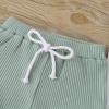 imageKuriozud Unisex Toddler Baby Boy Girl Clothes Ribbed Knit TShirt Top Pants Solid Color 2 Piece Outfits LoungewearShorts Set Light Green