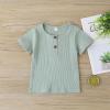 imageKuriozud Unisex Toddler Baby Boy Girl Clothes Ribbed Knit TShirt Top Pants Solid Color 2 Piece Outfits LoungewearShorts Set Light Green