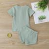 imageKuriozud Unisex Toddler Baby Boy Girl Clothes Ribbed Knit TShirt Top Pants Solid Color 2 Piece Outfits LoungewearShorts Set Light Green