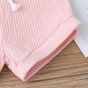 imageKuriozud Unisex Toddler Baby Boy Girl Clothes Ribbed Knit TShirt Top Pants Solid Color 2 Piece Outfits LoungewearShorts Set Pink