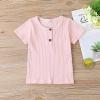 imageKuriozud Unisex Toddler Baby Boy Girl Clothes Ribbed Knit TShirt Top Pants Solid Color 2 Piece Outfits LoungewearShorts Set Pink