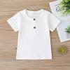 imageKuriozud Unisex Toddler Baby Boy Girl Clothes Ribbed Knit TShirt Top Pants Solid Color 2 Piece Outfits LoungewearShorts Set White