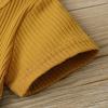 imageKuriozud Unisex Toddler Baby Boy Girl Clothes Ribbed Knit TShirt Top Pants Solid Color 2 Piece Outfits LoungewearShorts Set Yellow