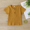 imageKuriozud Unisex Toddler Baby Boy Girl Clothes Ribbed Knit TShirt Top Pants Solid Color 2 Piece Outfits LoungewearShorts Set Yellow