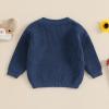 imageNewborn Toddler Baby Girl Boy Sweater Tops Mushroom Embroidery Warm Knitted Long Sleeves Knitwear Fall WinterMushroom Blue