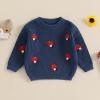 imageNewborn Toddler Baby Girl Boy Sweater Tops Mushroom Embroidery Warm Knitted Long Sleeves Knitwear Fall WinterMushroom Blue