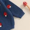 imageNewborn Toddler Baby Girl Boy Sweater Tops Mushroom Embroidery Warm Knitted Long Sleeves Knitwear Fall WinterMushroom Blue